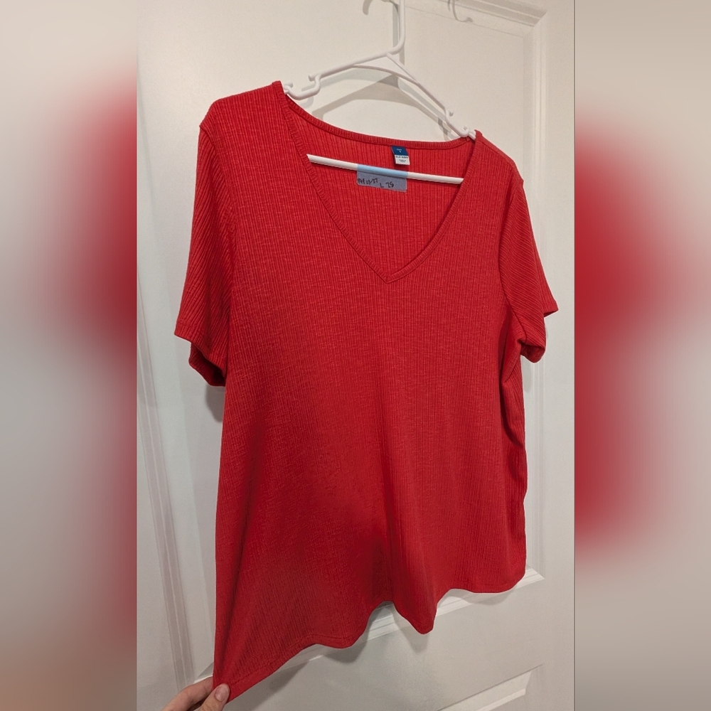 Old Navy Red Short Sleeve V-Neck Top